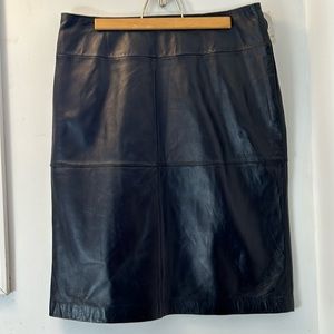 Vintage NWT black leather lambskin skirt.